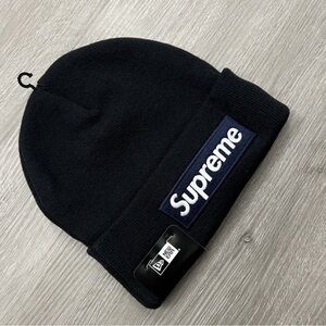 FW25 Supreme x New Era Navy Box Logo Beanie